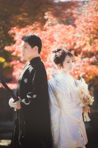 結婚写真 和装 紅葉